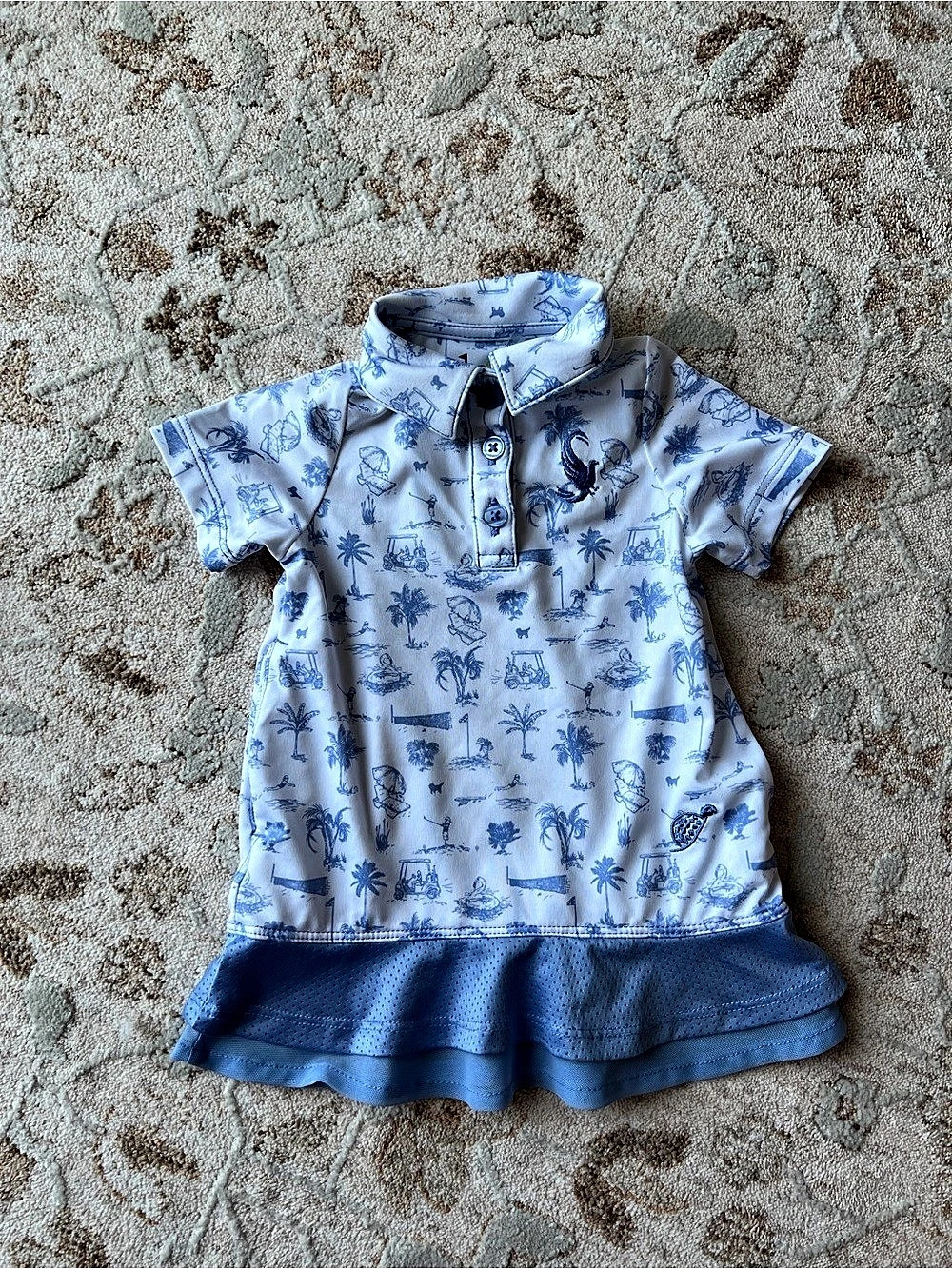 Turtles & Tees Periwinkle/Heather Blue & White Summer Golf Theme Ruffled Infant